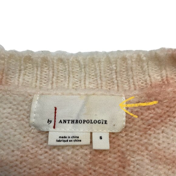 Anthropologie Maggie Bell Sleeve Sweater S Pullover Oversized Tie Dye V-Neck - Picture 4 of 12